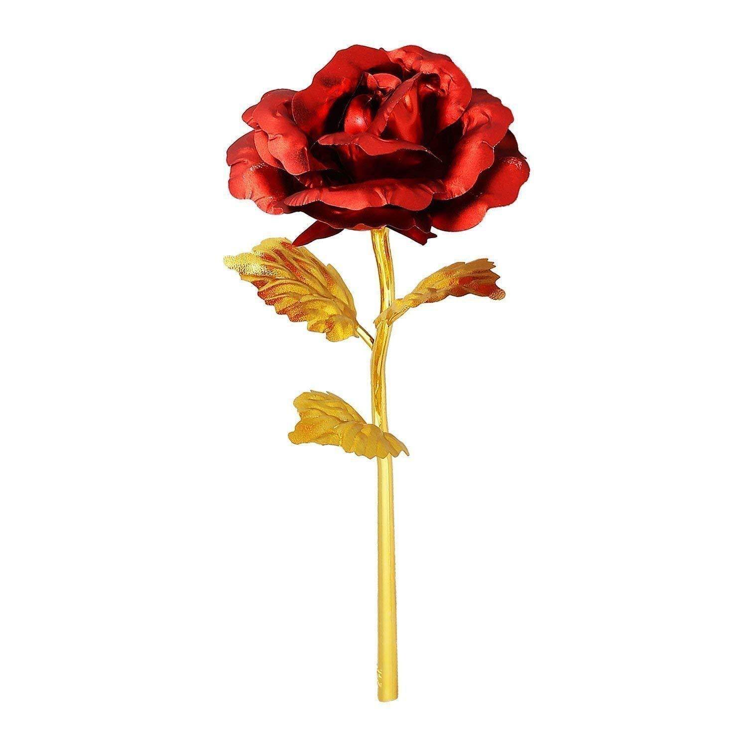 879 24k Artificial Golden Rosegold Red Rose With Gift Box (10 Inches) - Best Deals at BeSh Deals®