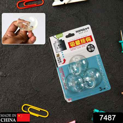 7487 Transparent Rubber Vacuum Sucker Hooks Hanger Strong Suction Cup Bathroom Kitchen Window Wall Accessorie.