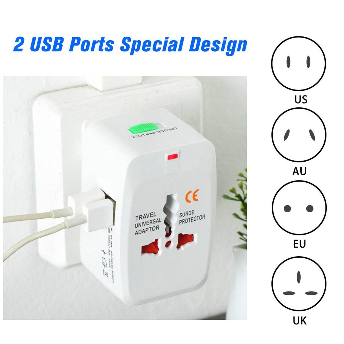 12671 All-in-one Universal Worldwide Travelling Ac Adaptor Plug (Au  Uk  Us  Eu) International Power Charger Electric Usb Power Plug Socket Adapter Converter (1 Pc) - Best Deals at BeSh Deals®