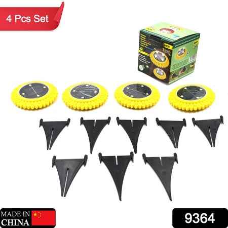 9364 4 Pack Solar Ground Lights Led Solar Powered Disk Lights Outdoor Waterproof Garden Landscape Lighting For Yard Deck Lawn Pathway Walkway Balcony Decoration