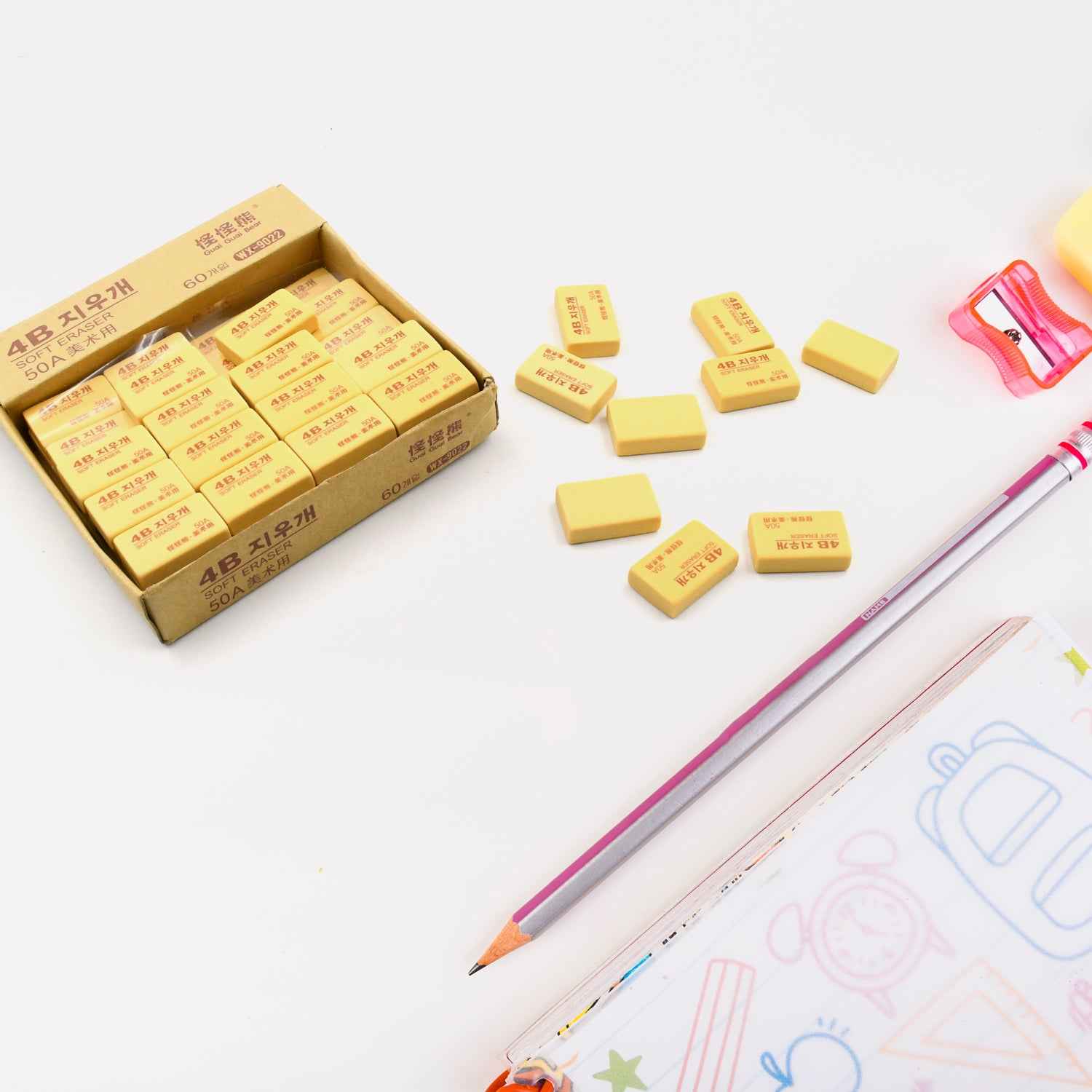 4504  Pencil Eraser Professional 4b Drawing Eraser Art Soft Eraser For School Office (60 Pc Pack)