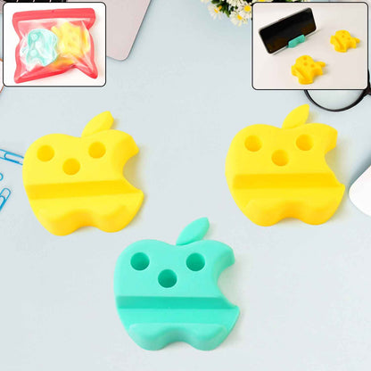 Multi-functional Apple-shaped Plastic Mobile Stand With Pen Holder (3 Pc  Mix Color)