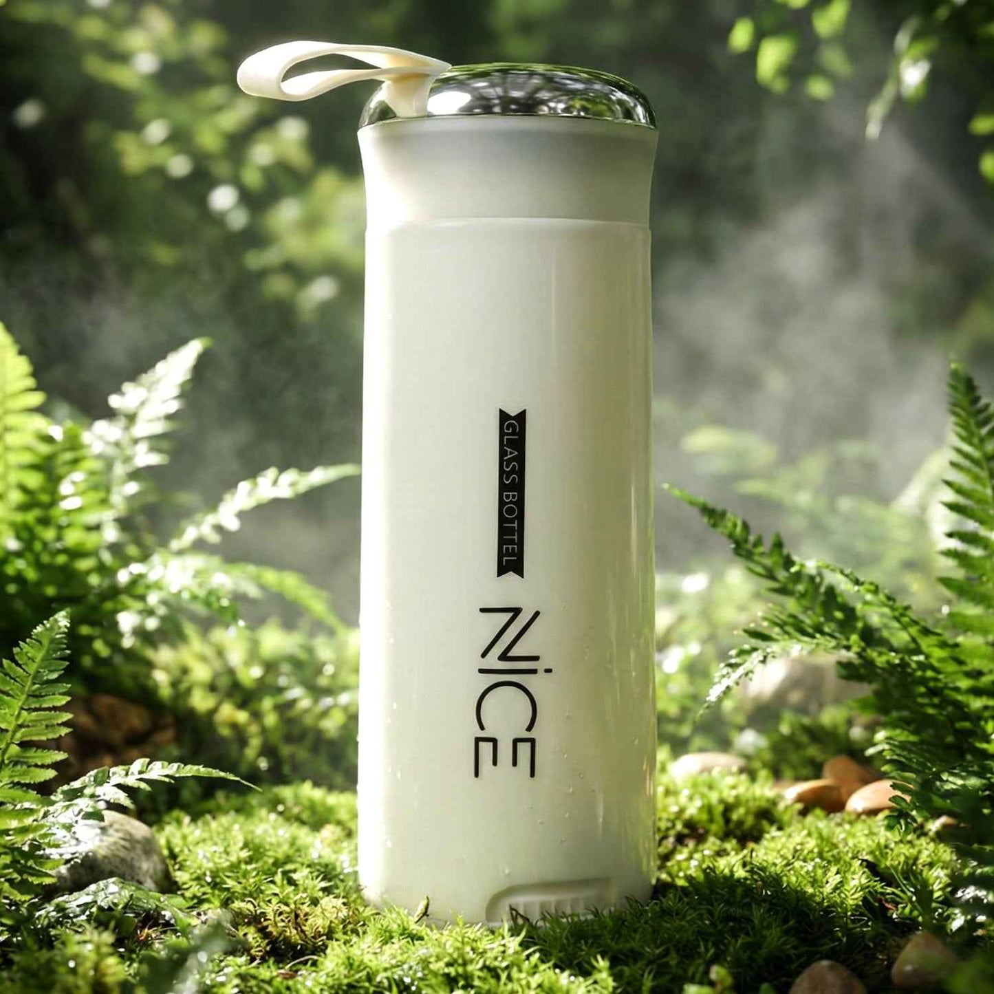 Premium White Glass Water Bottle (1 Pc 400 Ml)