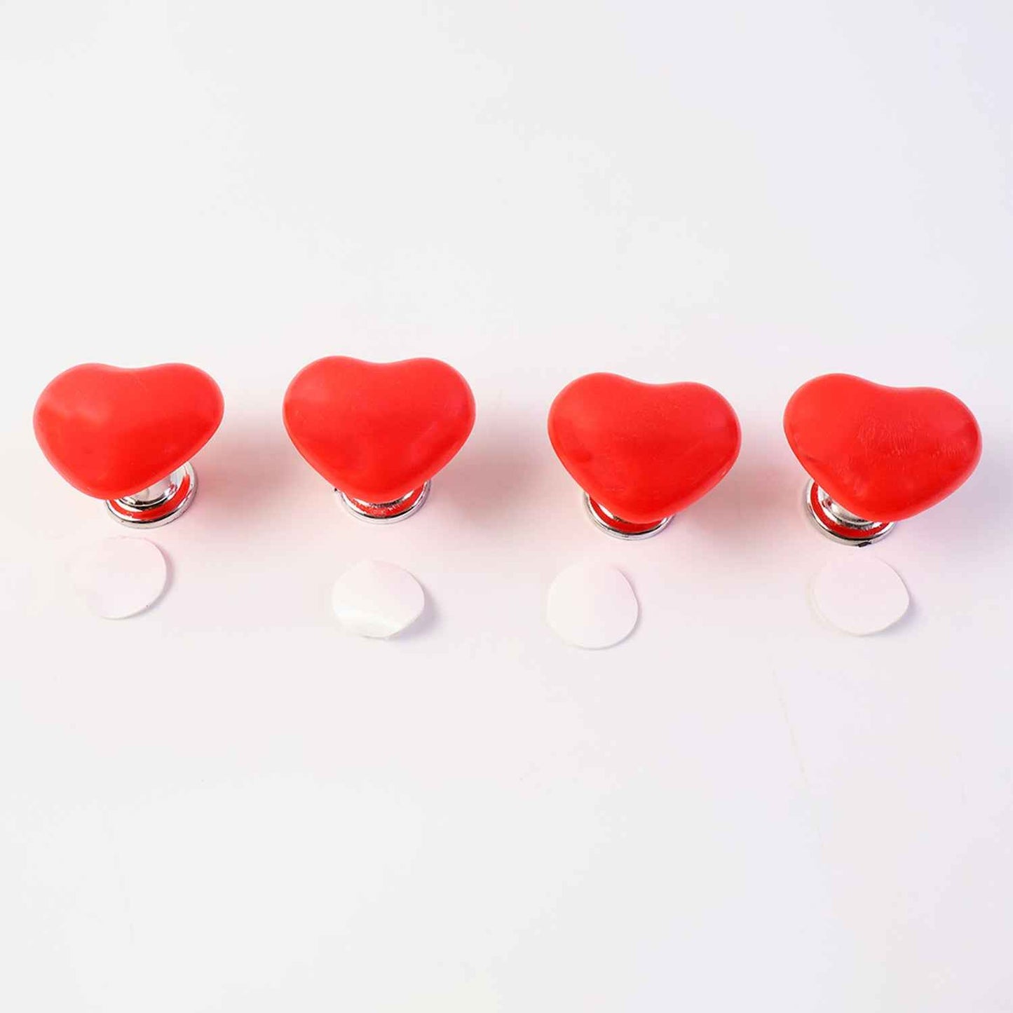 Multipurpose Cabinet Door Handle Drawer Heart-shaped Knob Pulls Toilet Press Button (4 Pc)