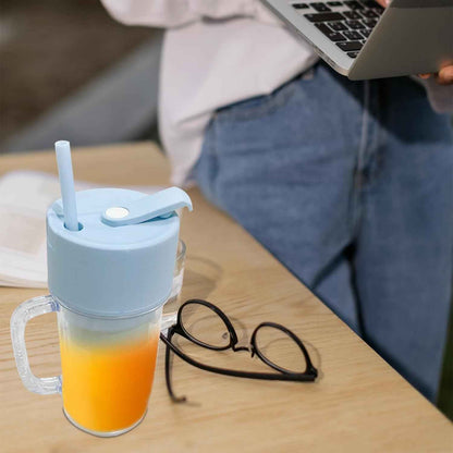 2 In1 Portable Crusher Juicer With Handle Straw For Smoothie Sipper USB Rechargeable (340 Ml) 6 Stainless Steel Blades Compact Juicer Mixer Juicer Portable Fresh Juice Blender Portable Electric Juicer ( 340 Ml ) - BeSh Deals®