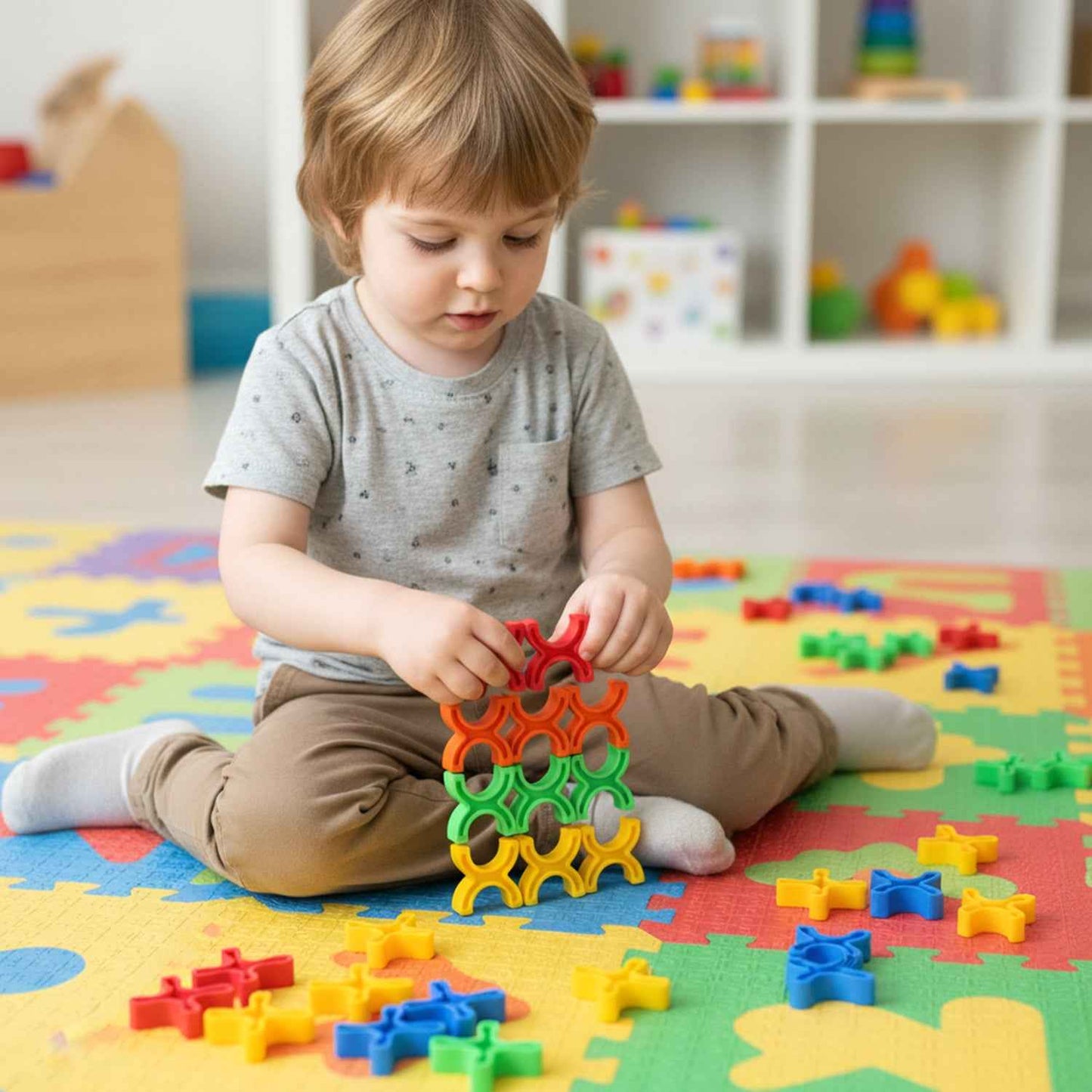 Balanced Block Colorful Interlocking Stacking Toy (1 Set)