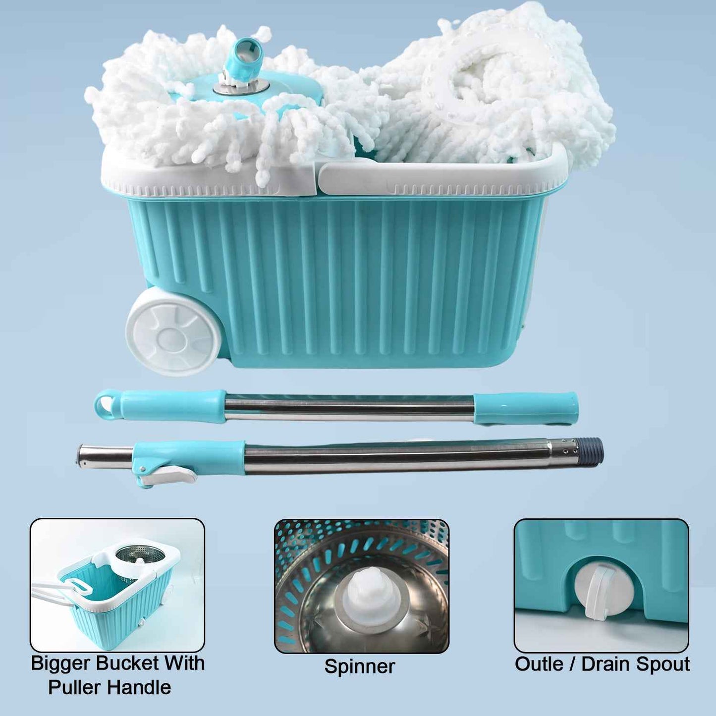 Apex Magic 360 Spin Mop Cleaning System With Stainless Steel Spinner