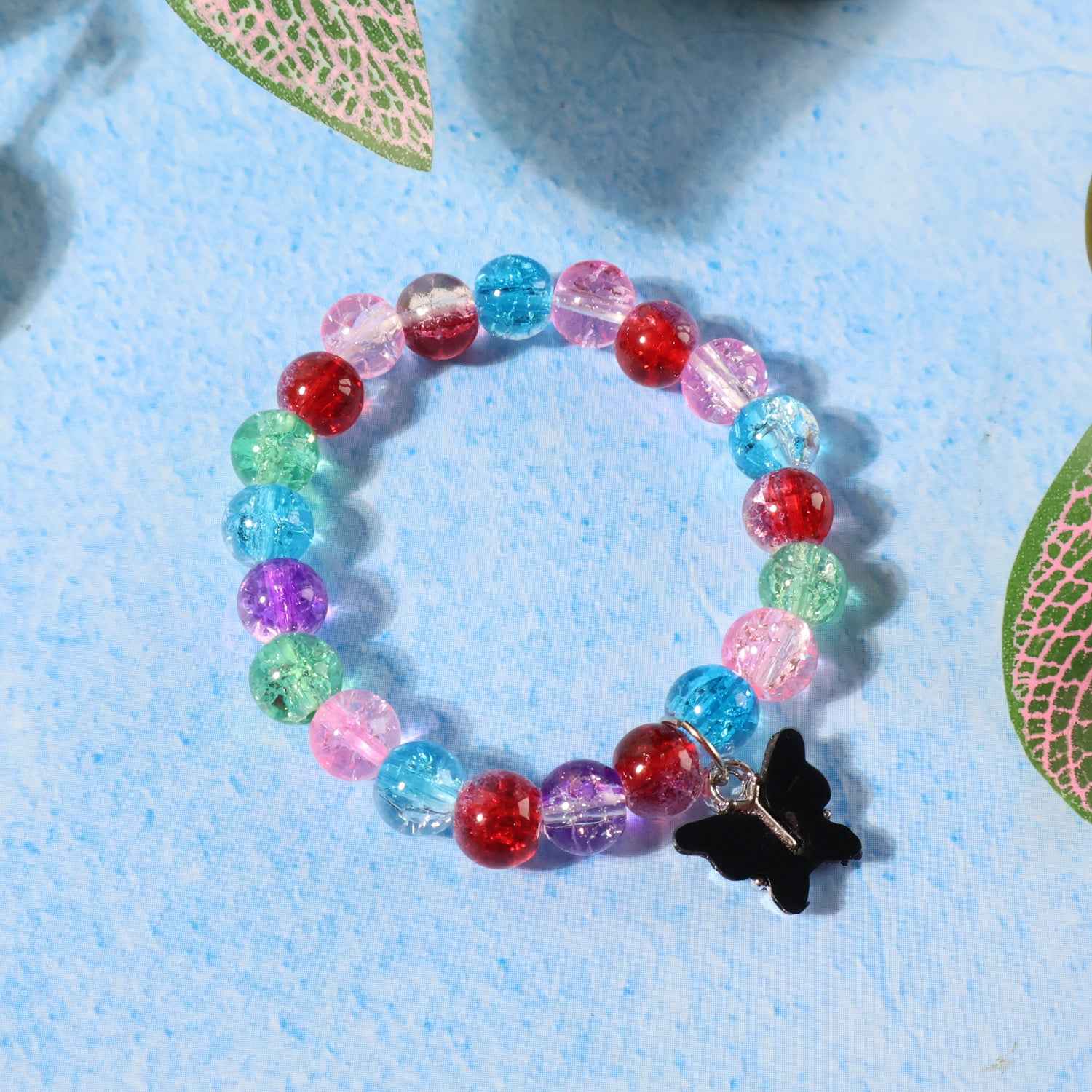 Premium Multicolor Crackle-bead Stretch Bracelet  (1 Pc)