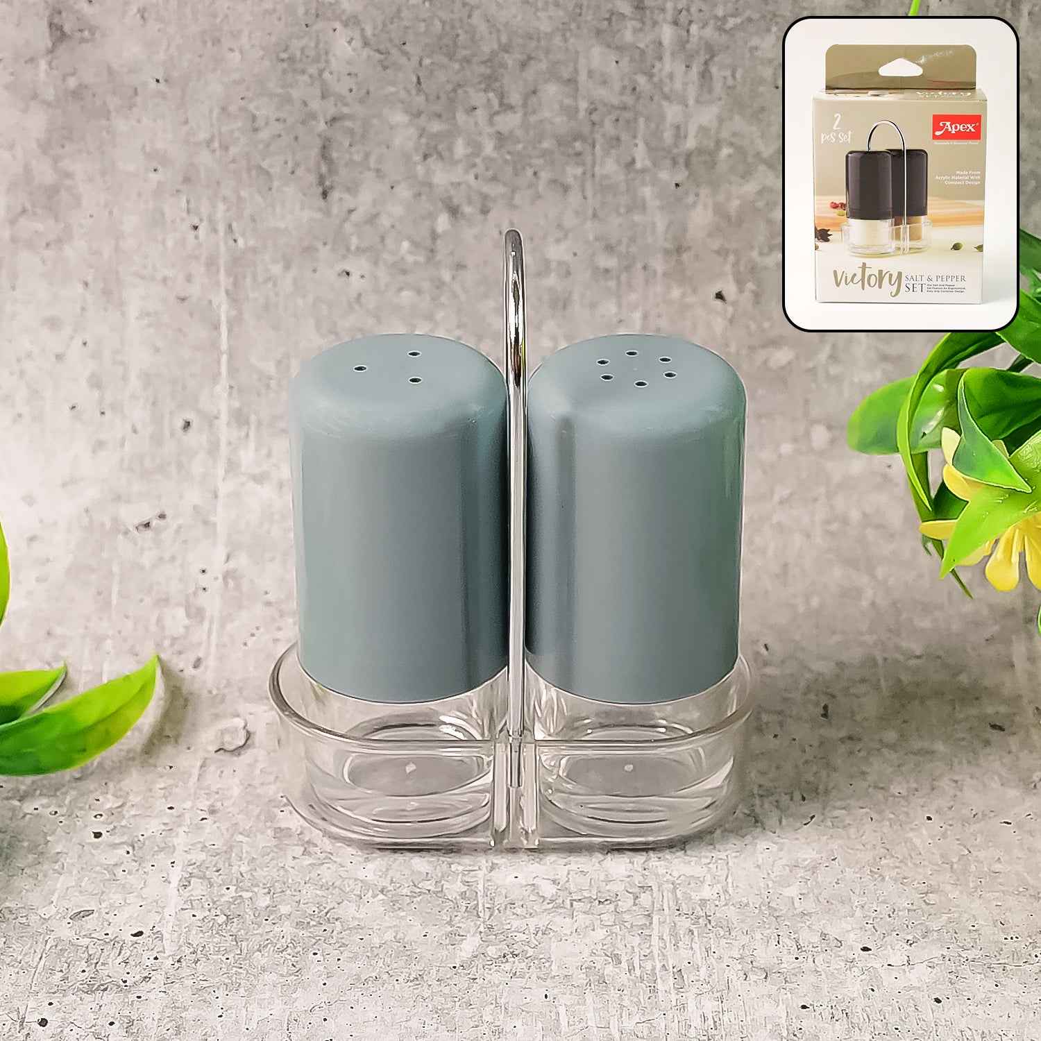 Apex Victory Salt  Pepper Dispenser Set  2 Pcs Acrylic Seasoning Shaker