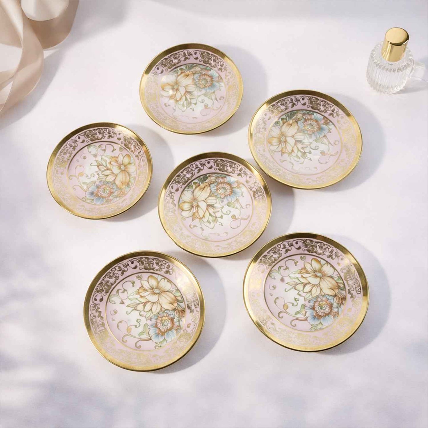 Premium Floral Porcelain Tea Cup And Saucer Set (12 Pc Set)