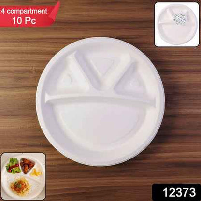 Vegnar 4 Compartment Disposable Food Serving Plate Set (10 Pc)