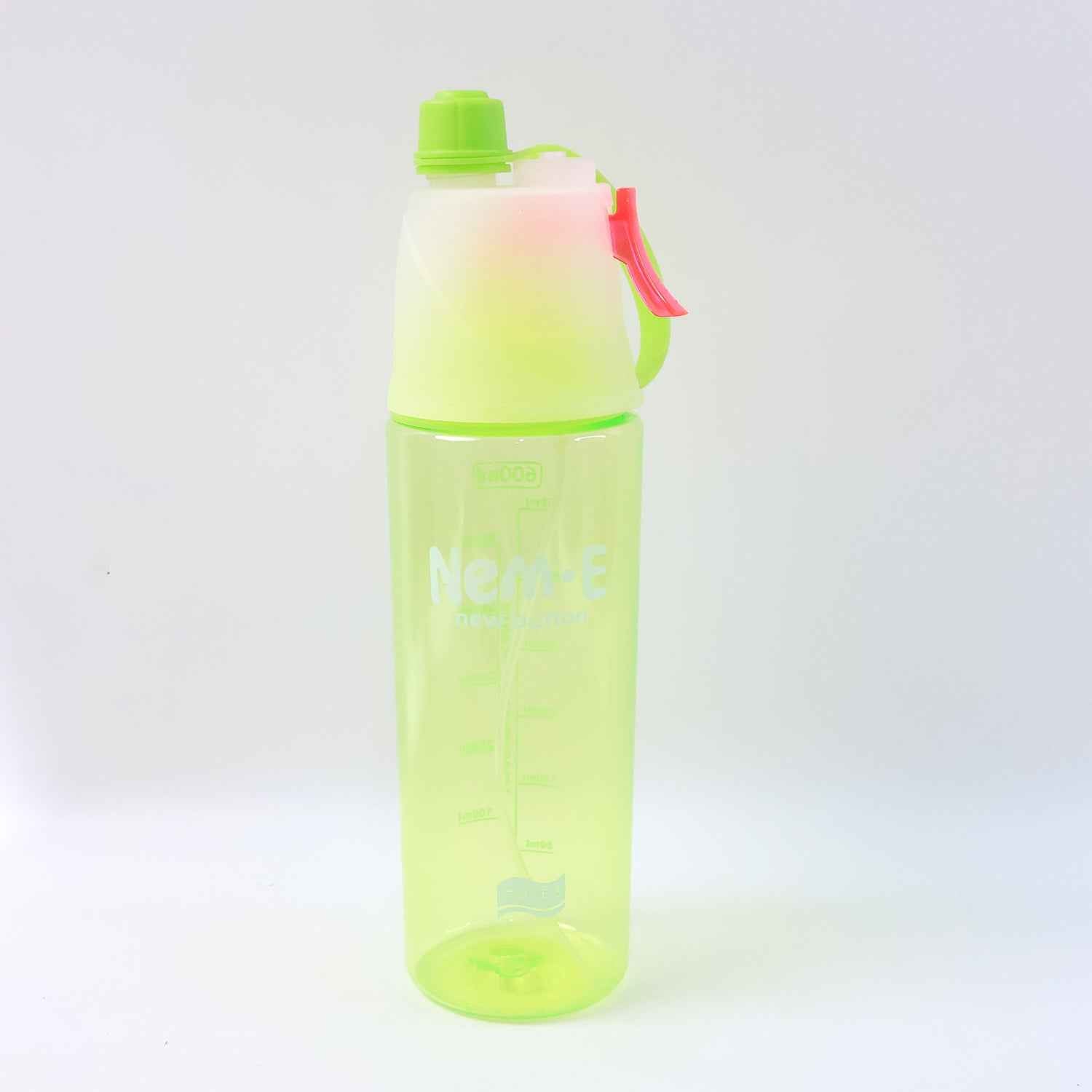 Plastic Dual Function Sports Water Bottle With Built-in Mist Spray And Leakproof Cap (600ml  1 Pc)