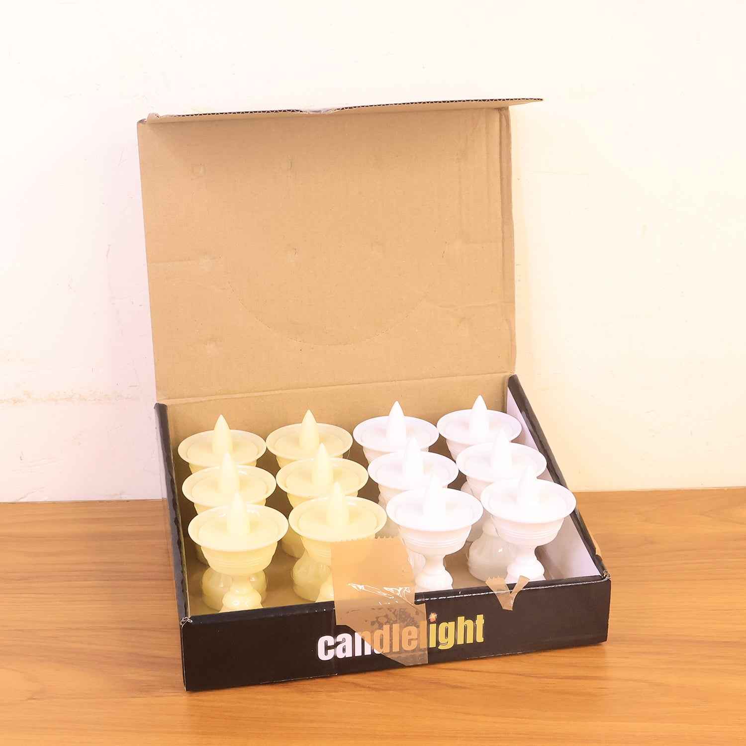 Set Of 12 White Water Sensor Led Diyas
