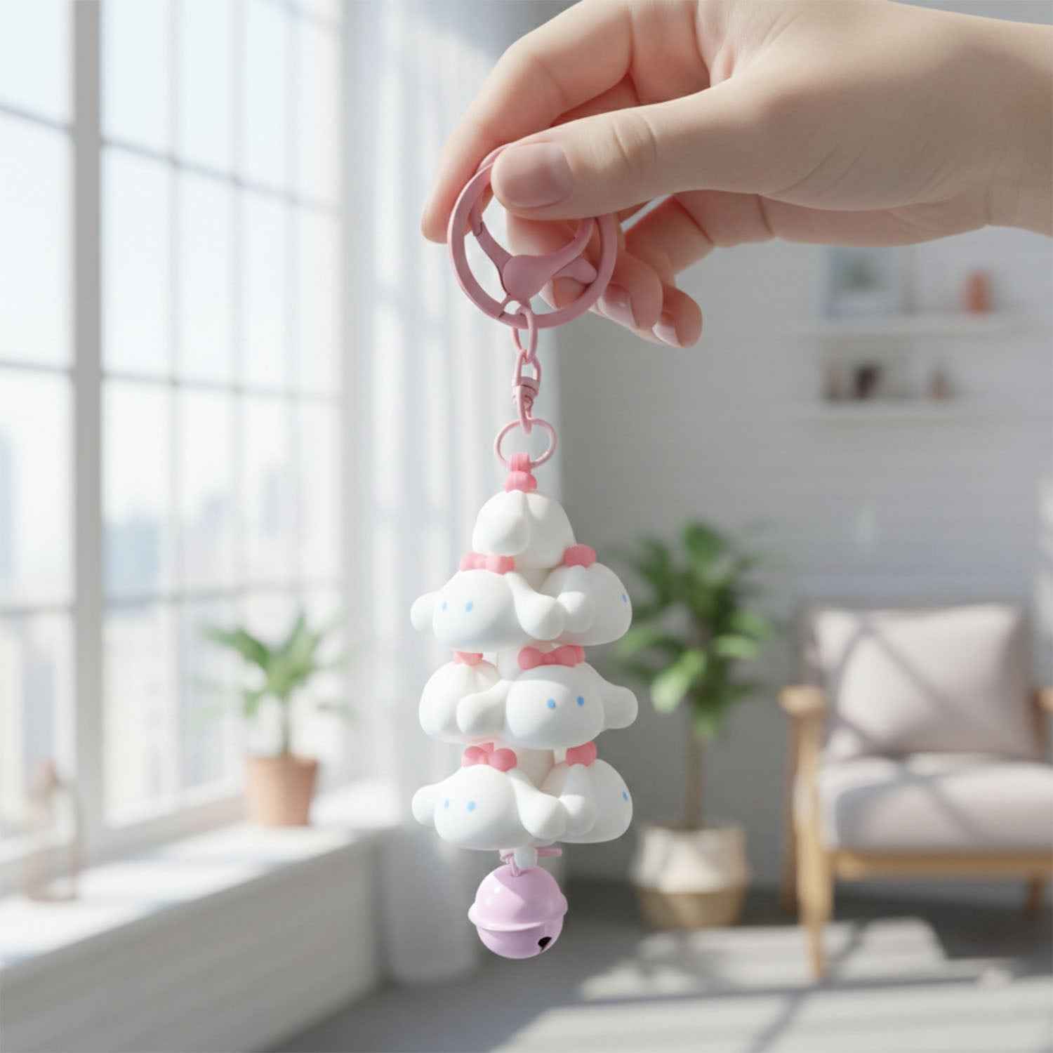 Cute Cartoon Cloud Stack Keychain With Bell (1 Pc  Mix Color)