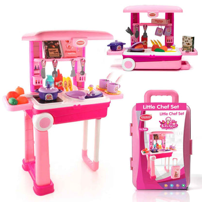 3 In 1 Kitchen Set For Kids Portable Pretend Play Toys For Kids With Suitcase (1 Set)
