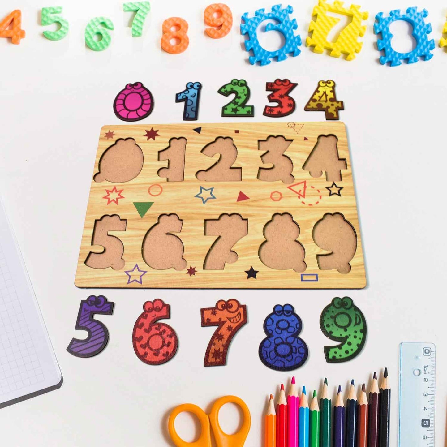 Wooden Number Puzzle Learning Educational Board (1 Set  2820 Cm)