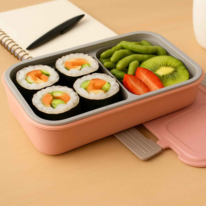 5583 Miracle Quick Lock Leak Proof 2 Compartment Stainless Steel Lunch Box Inner Plate Reusable Microwave Freezer Safe Lunch Box Trendy Thermal Insulation Leak Proof For Office Vacuum Tiffin Box For Boys  Girls  School  Office Women And Men