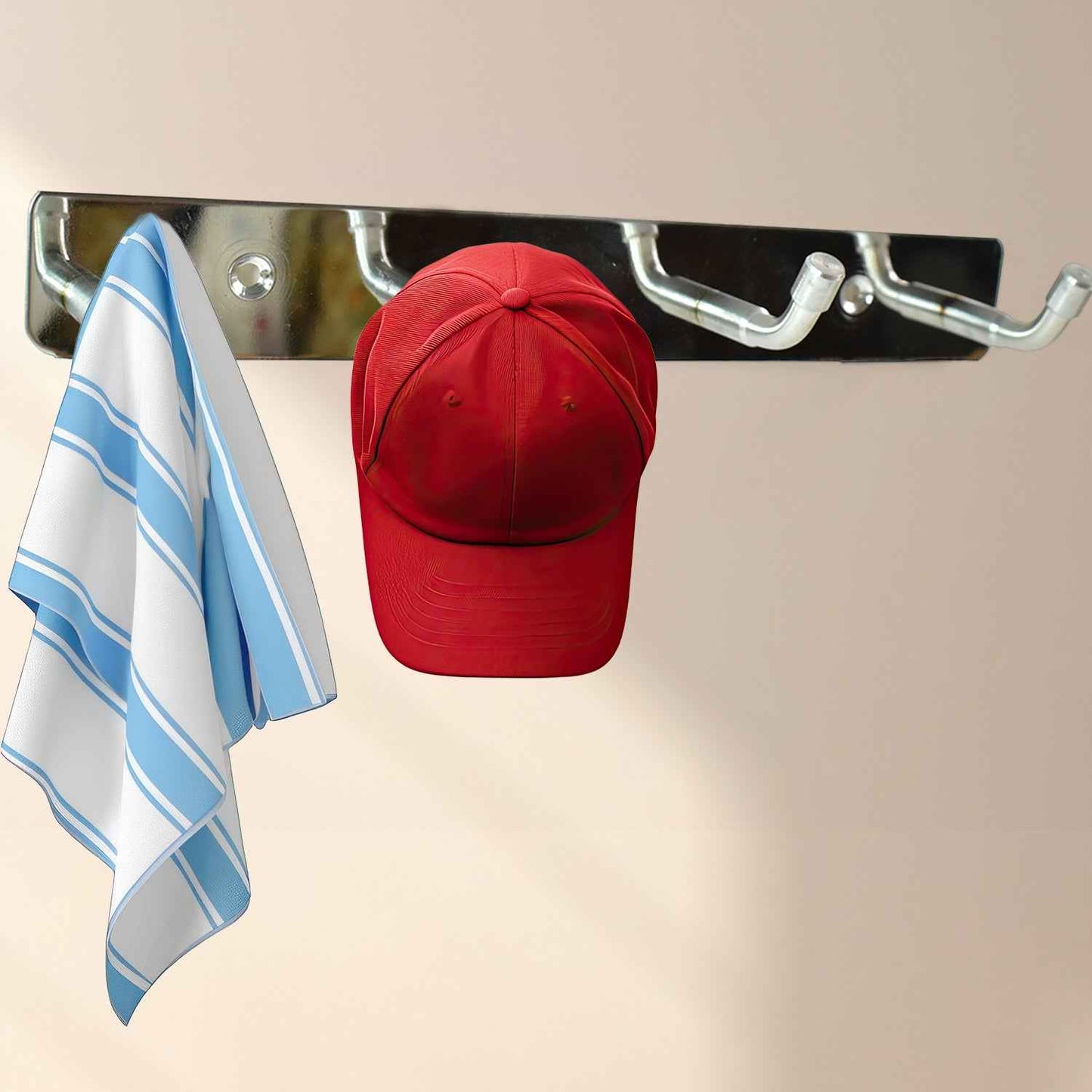 Stainless Steel Wall Mounted Coat 4 Hook Rack (20x3  1 Pc)