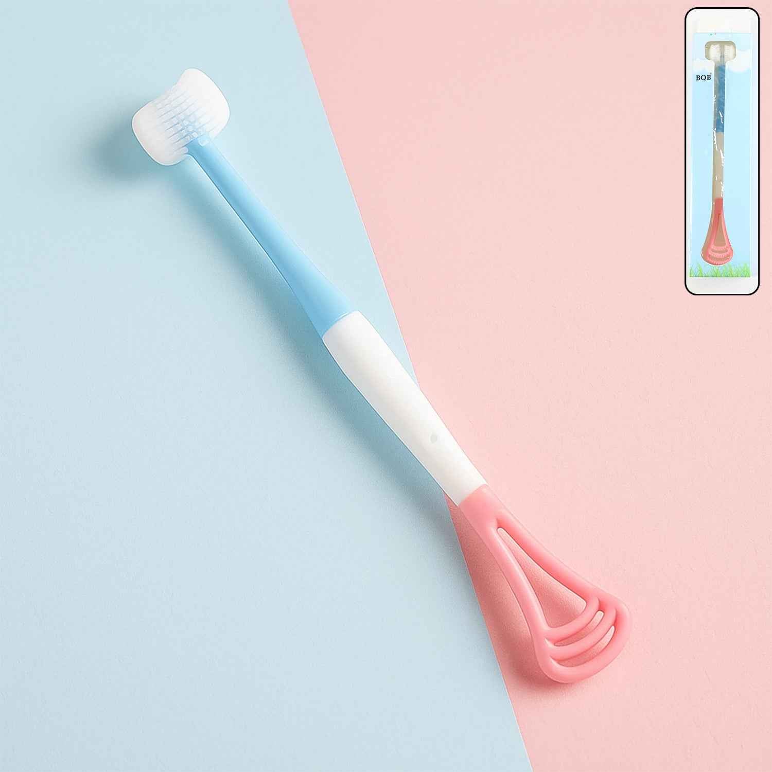 2-in-1 Baby Tongue Cleaner And Oral Massager Stick With Soft Silicone Brush Head