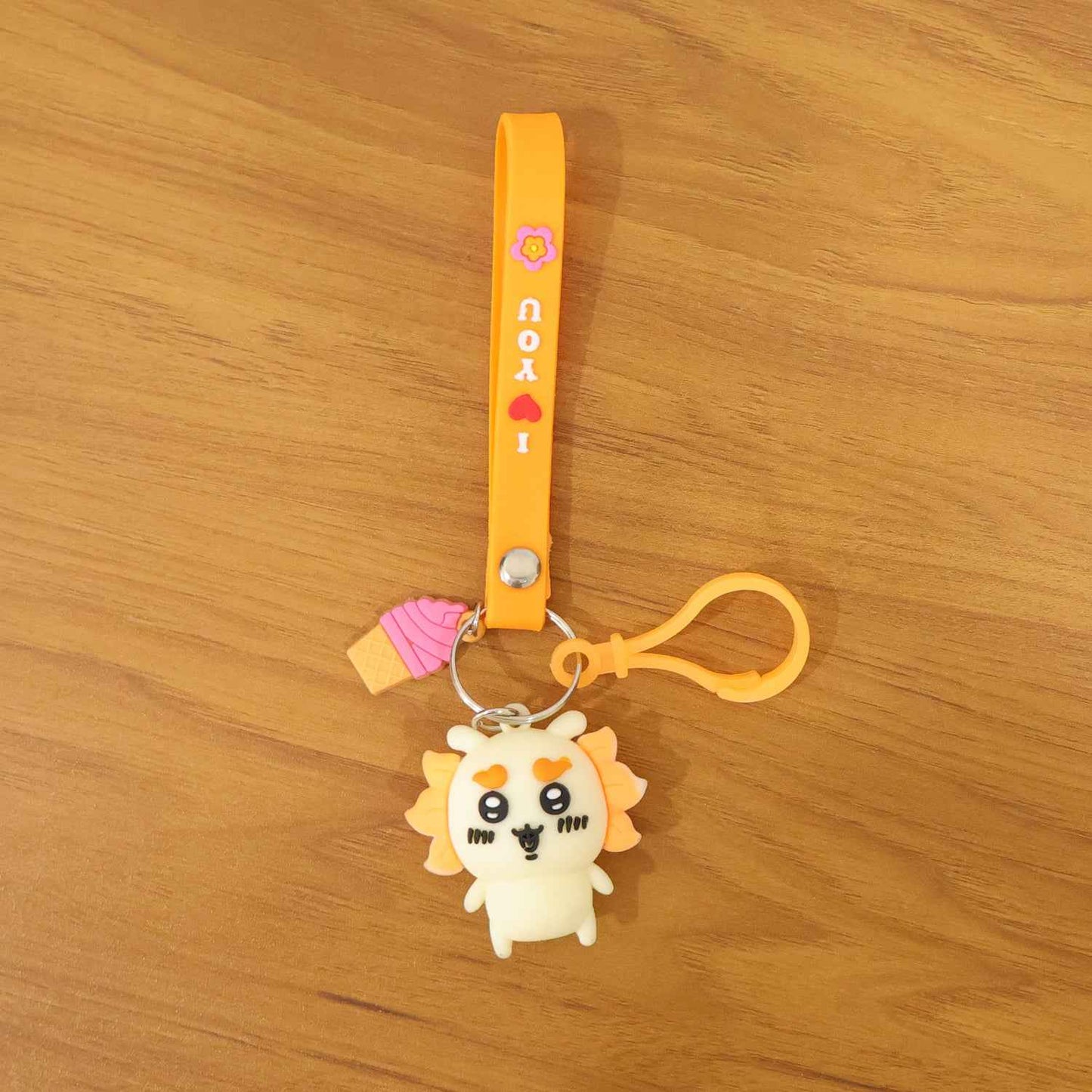 Cute Cartoon Animal Ice Cream Strap Keychain (1 Pc)