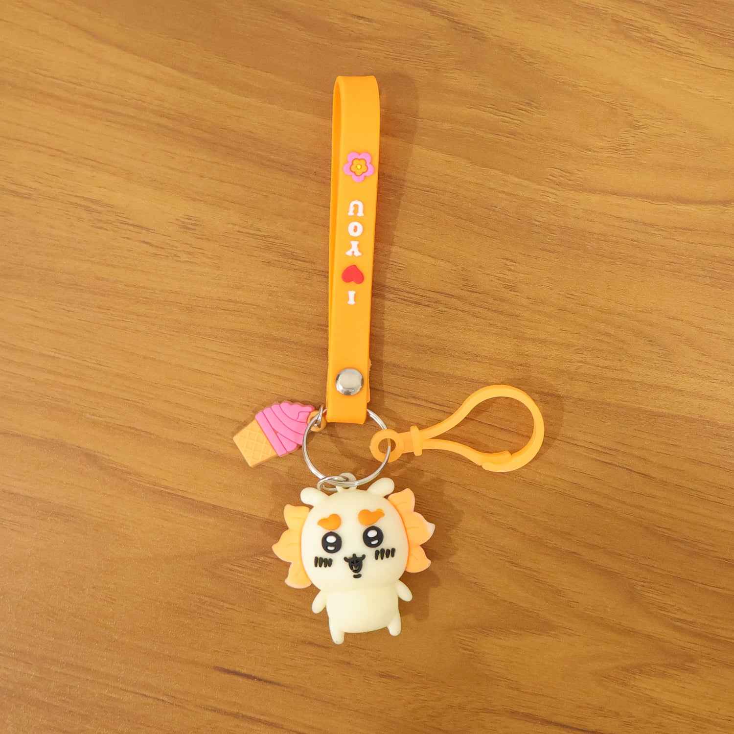 Cute Cartoon Animal Ice Cream Strap Keychain (1 Pc)