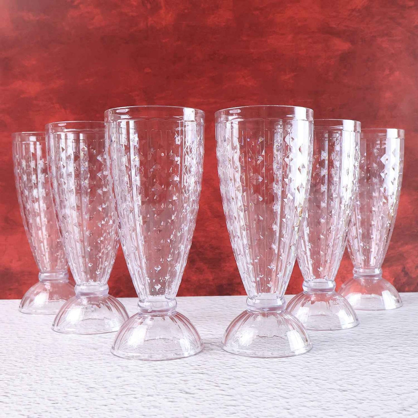 Supermom Transparent Plastic Milkshake Glass Set (400ml  6 Pc)