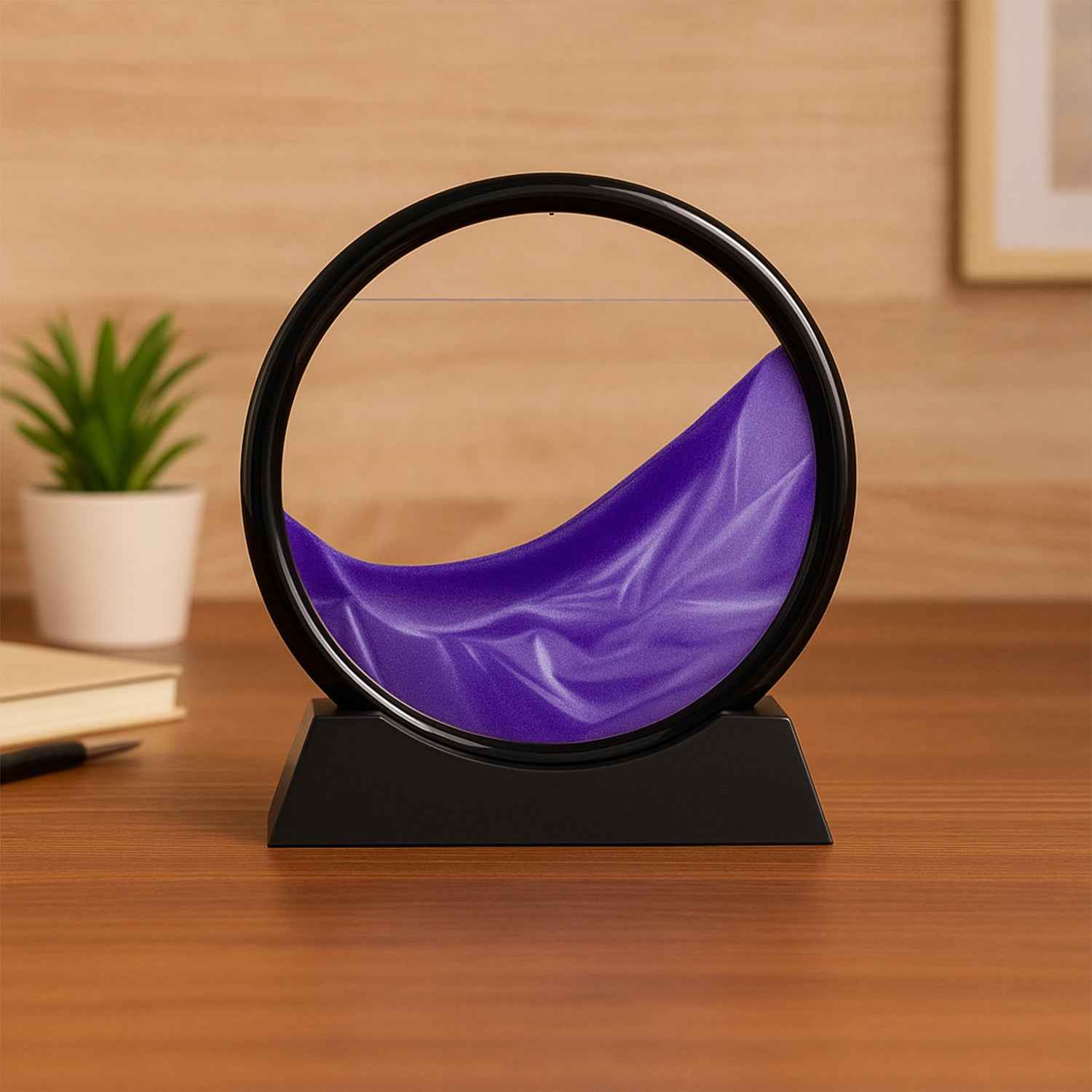 8781 Moving Sand Art Picture Decor 3d Deep Sea Sandscape Liquid Motion Round Glass Frame Display Flowing Sand Relaxing Gift For Kids Adults Painting Artistic Sandscape For Home Office Ornament Desktop Art Bookshelves Decoration (1 Pc )