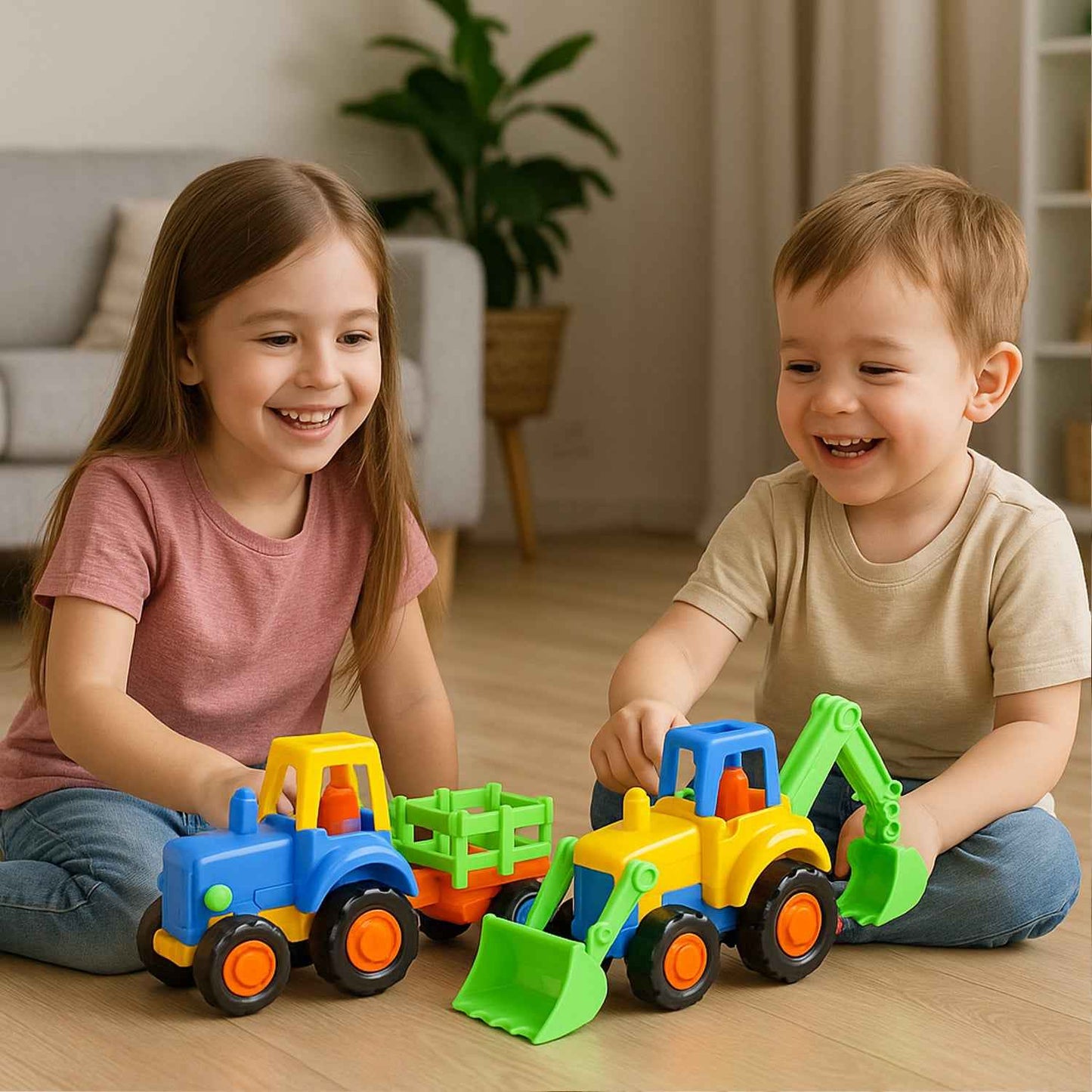 Funwoods Itsy Bitsy Construction Vehicle Toy Set For Kids - (8 Pc)