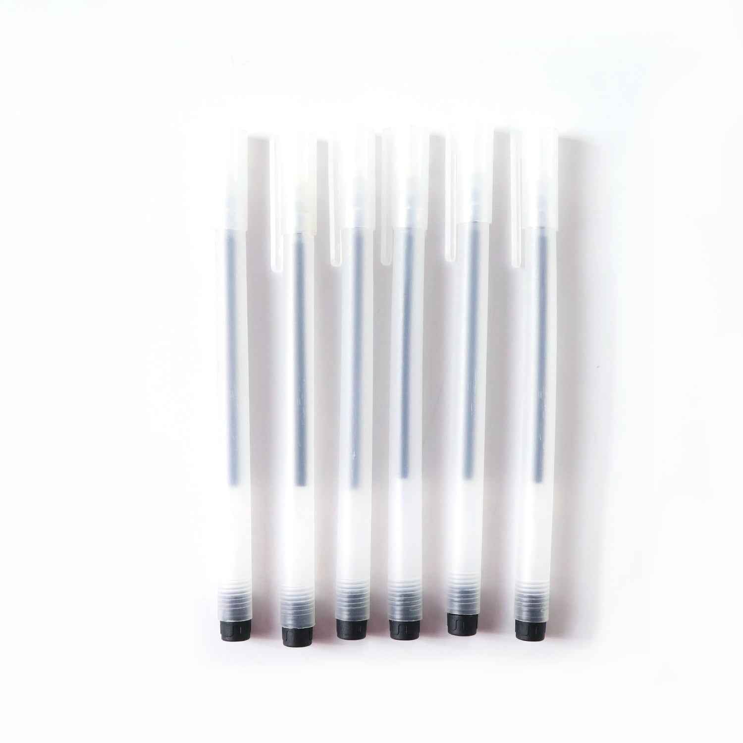 Transparent Smooth Writing Black Gel Pens Set Of 6 Pieces
