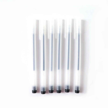 Transparent Smooth Writing Black Gel Pens Set Of 6 Pieces