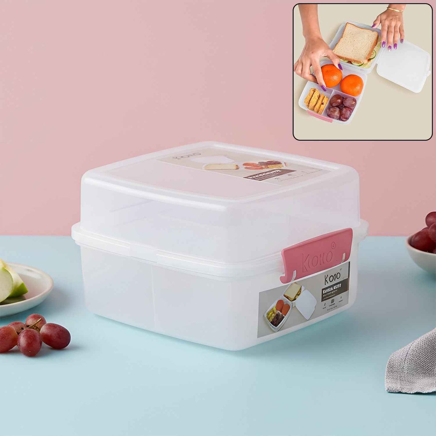 1 Large And 3 Small -compartment 1400 Ml Multipurpose Lunch Box (1400 Ml  1 Pc)