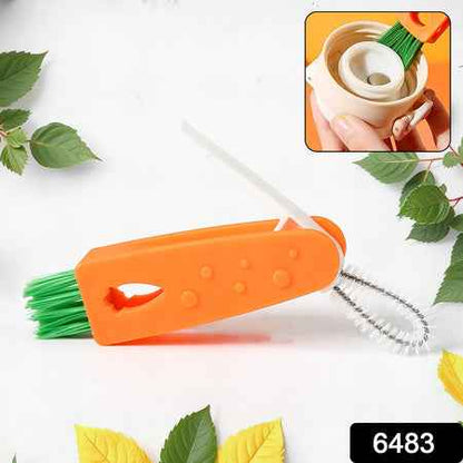 6483  3 In 1 Multifunctional Cleaning Brush Mini Glass Cover Cleaning Brush Bottle Cleaning Brush Set Cup Cleaner Brush Bottle Cap Detail Brush For Bottle Cup Cover Lid Home Kitchen Washing Tool (1 Pc)