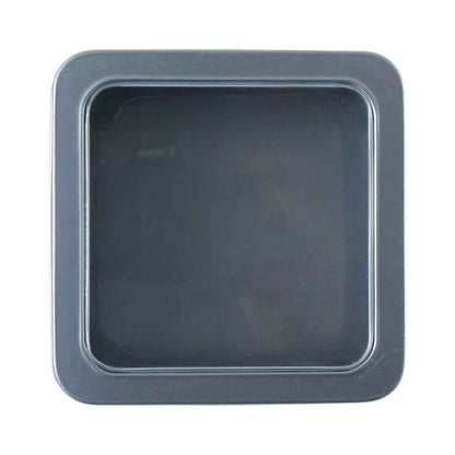 Square Metal Storage Tin Box With Transparent Window Lid (1 Pc 9.5 X 9.5 Cm)