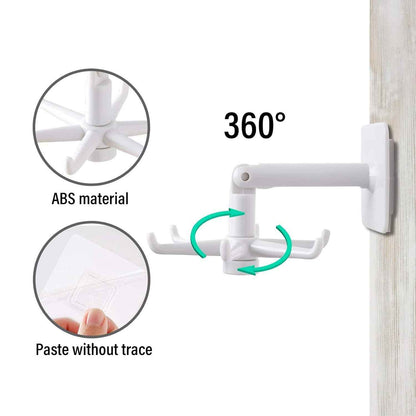 4644 360 Rotating Folding Hook Self-adhesive Waterproof Wall Mounted Hook