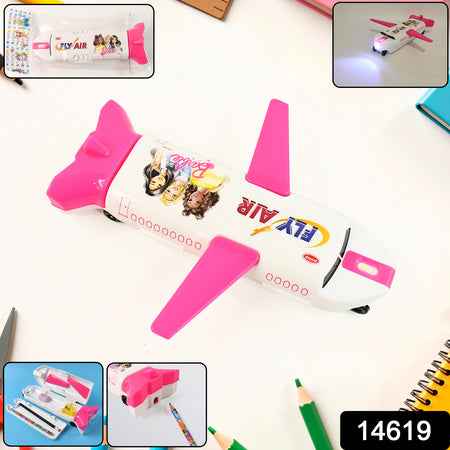 Multi-functional Airplane-shaped Compass Box With Led Light And Built-in Sharpener