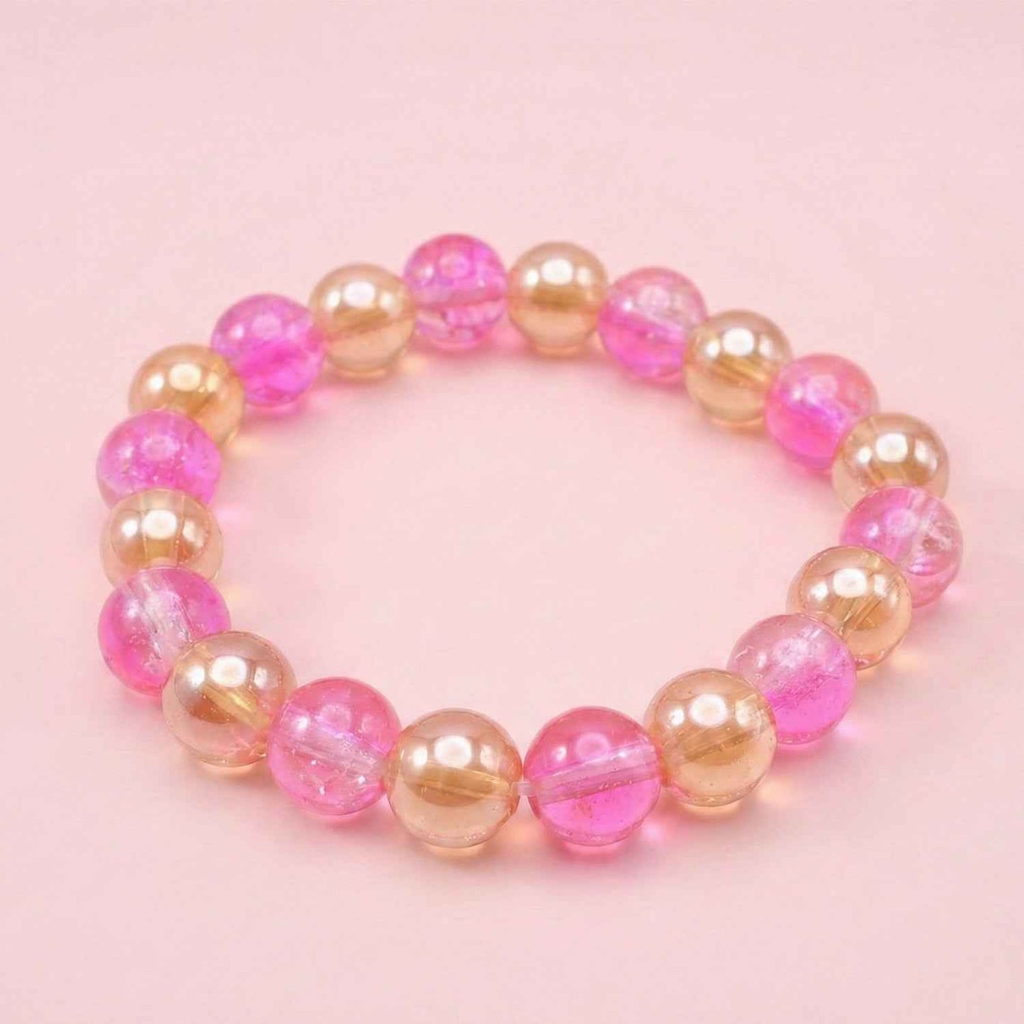 Elegant Dual-tone Crystal Beaded Stretch Bracelet (1 Pc)