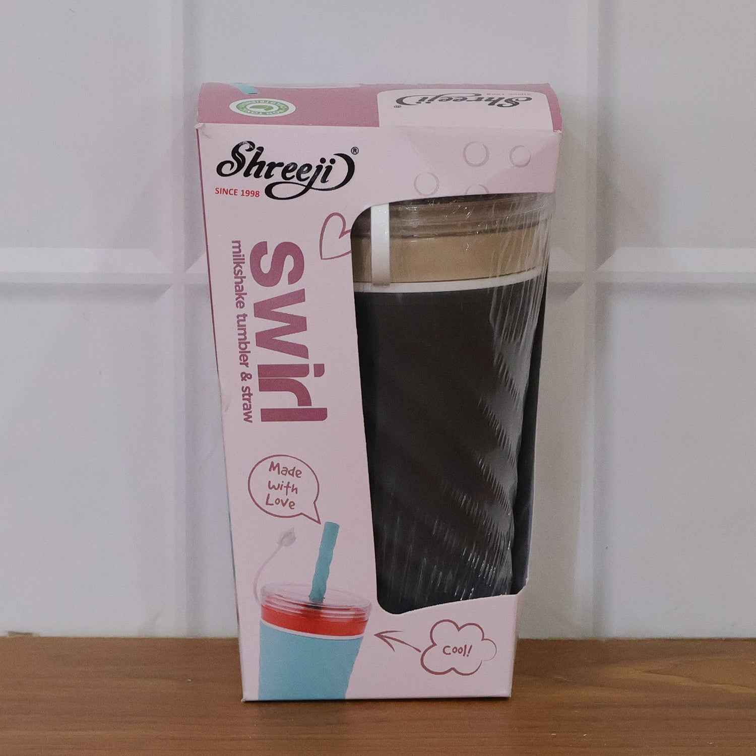Swirl Design Drinking Tumbler Cup With Lid And Straw (1 Pc)