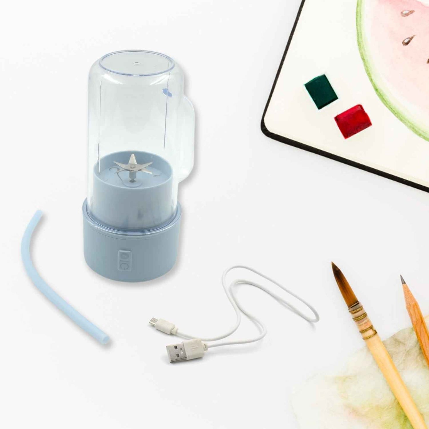 2 In1 Portable Crusher Juicer With Handle Straw For Smoothie Sipper USB Rechargeable (340 Ml) 6 Stainless Steel Blades Compact Juicer Mixer Juicer Portable Fresh Juice Blender Portable Electric Juicer ( 340 Ml ) - BeSh Deals®