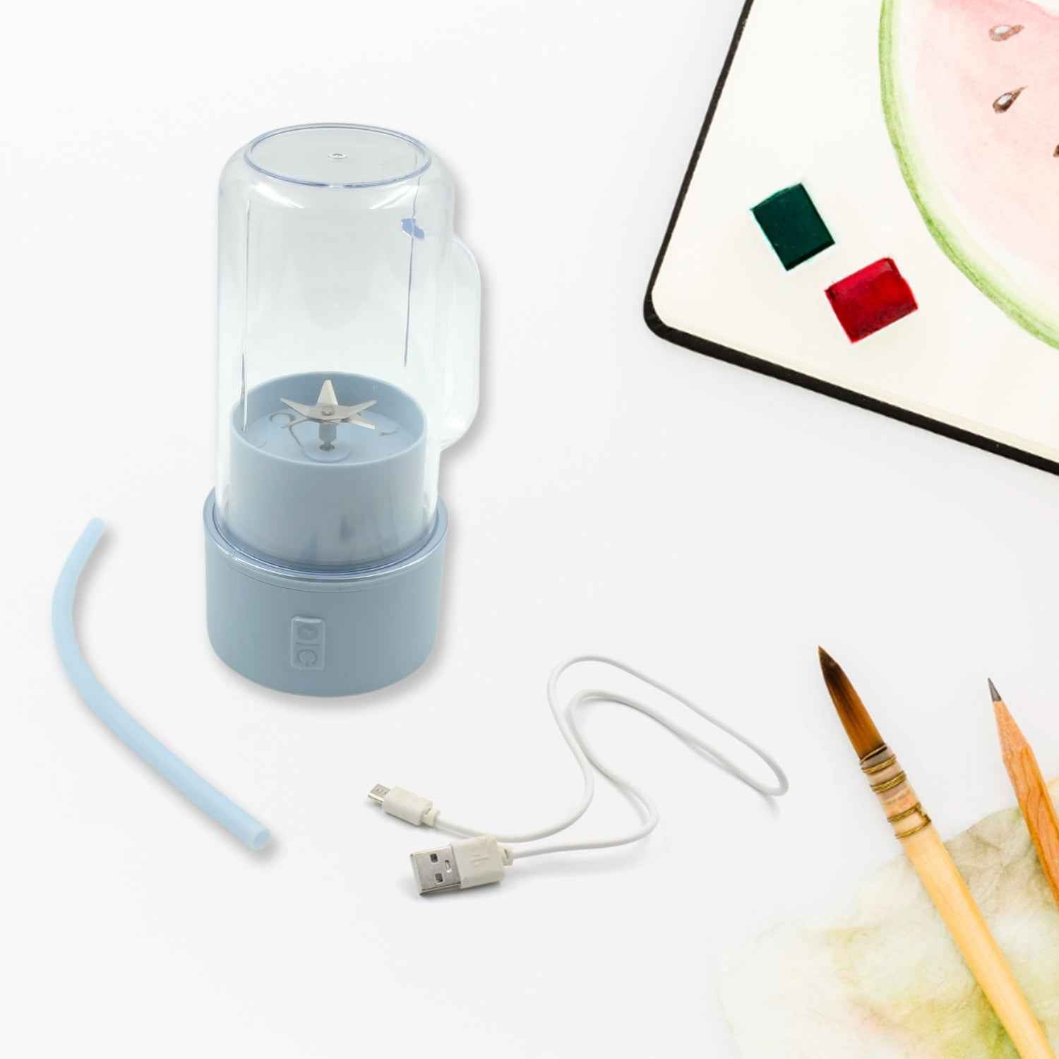 2 In1 Portable Crusher Juicer With Handle Straw For Smoothie Sipper USB Rechargeable (340 Ml) 6 Stainless Steel Blades Compact Juicer Mixer Juicer Portable Fresh Juice Blender Portable Electric Juicer ( 340 Ml ) - BeSh Deals®