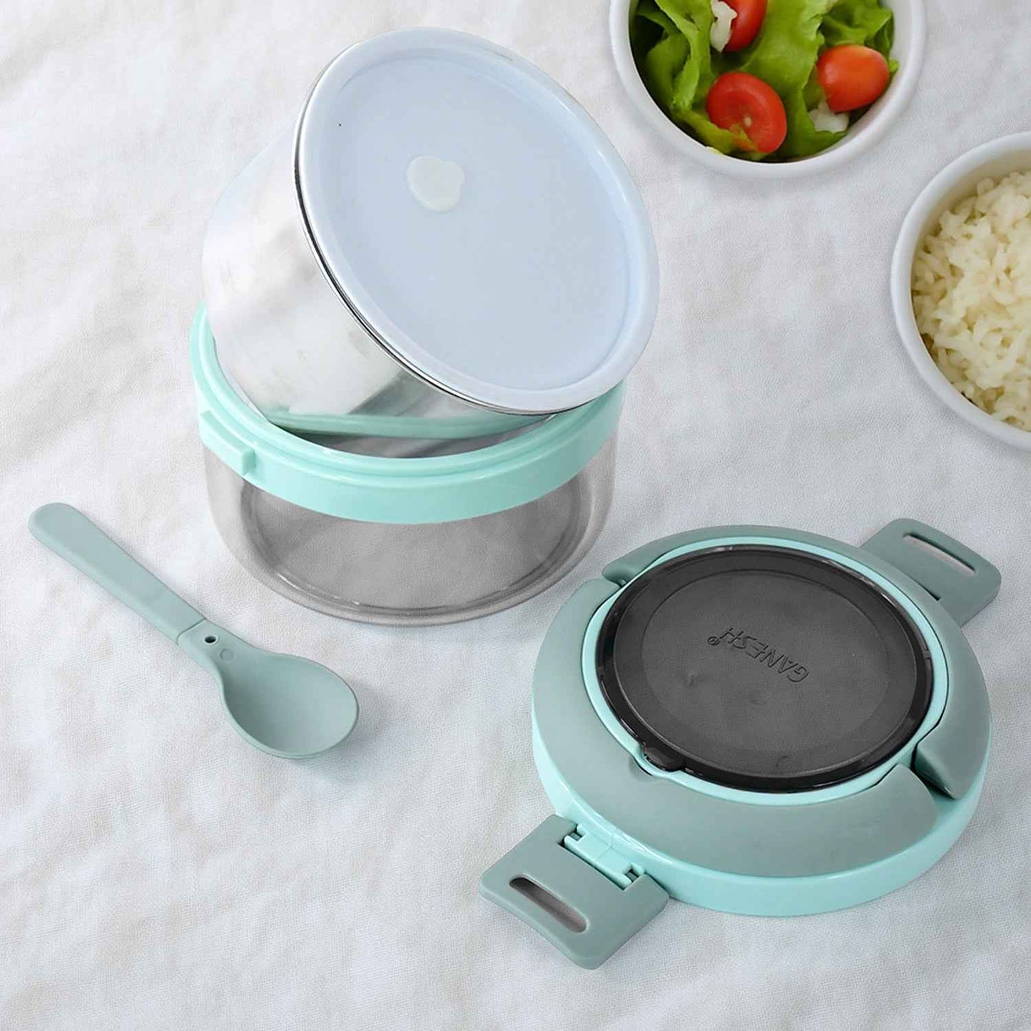 Ganesh Tiara 400Ml Stainless Steel Insulated Lunch Box With Leakproof Lid Folding Spoon - BeSh Deals®