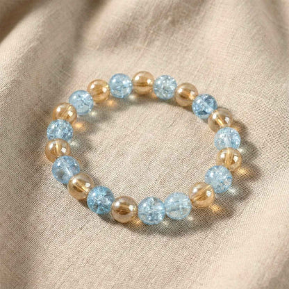 Elegant Dual-tone Crystal Beaded Stretch Bracelet (1 Pc)