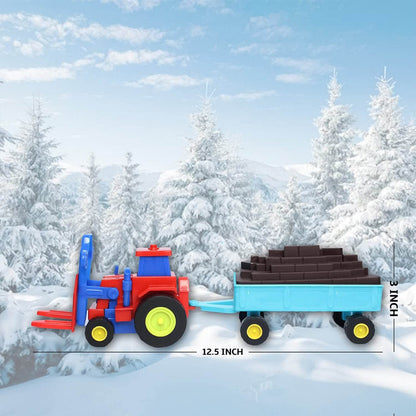 Plastic Tractor Toy Friction Powered Tractor With Bricks Trolley (1 Pc) - Best Deals at BeSh Deals®
