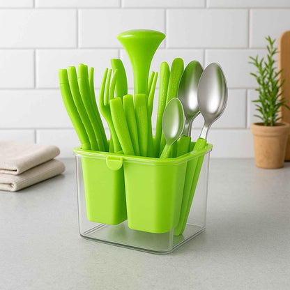 Supermom Premium Fancy Cutlery Set With Holder (24 Pc Set) - BeSh Deals®