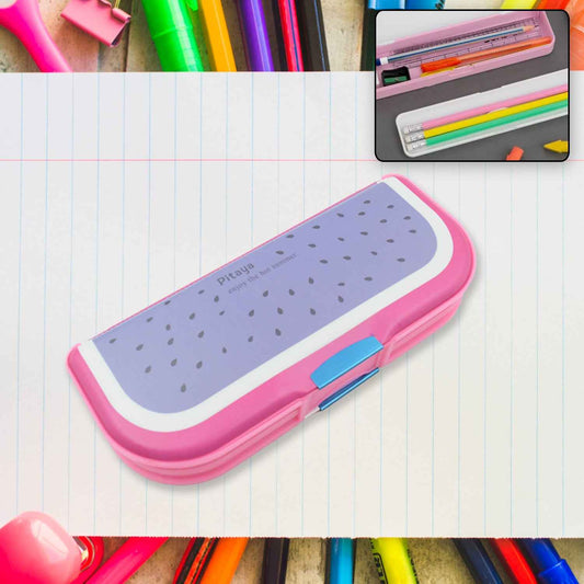 4256 Multipurpose Compass Box Pencil Box With 2 Compartments For School Cartoon Printed Pencil Case For Kids Birthday Gift For Girls  Boys Cartoon Printed Pencil Case For Kids (Mix Color 1 Pc)