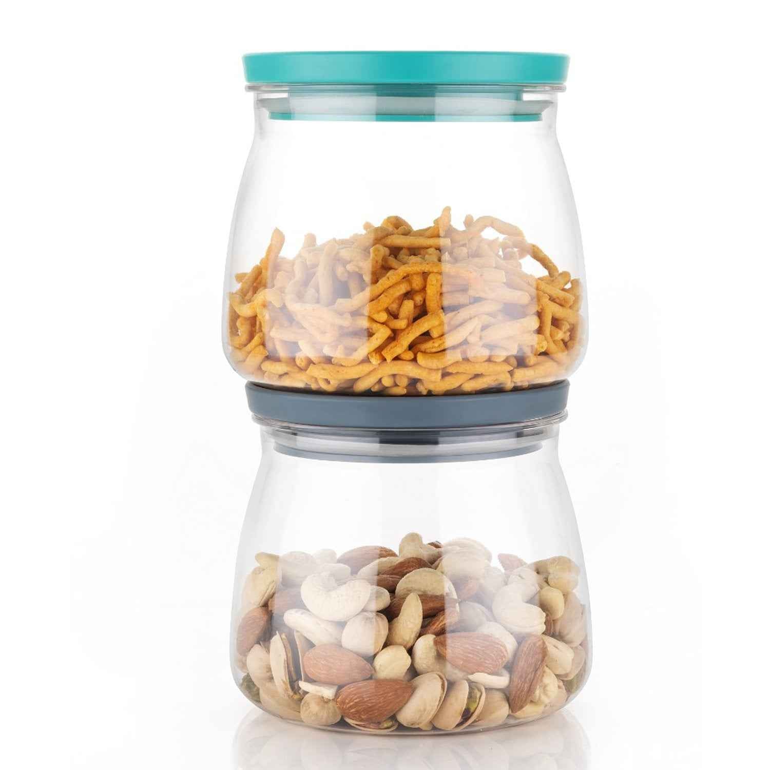 2286 Matka Shaped Jar With Air Tight  Leak Proof Lid (Multicolour) (Set Of 6) (900ml)