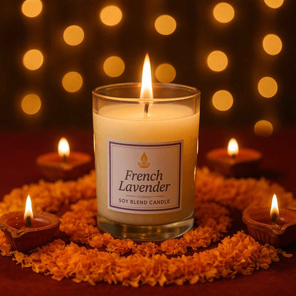 Inlief French Lavender Soy Blend Scented Candle In Glass Jar (50gm  1 Pc)