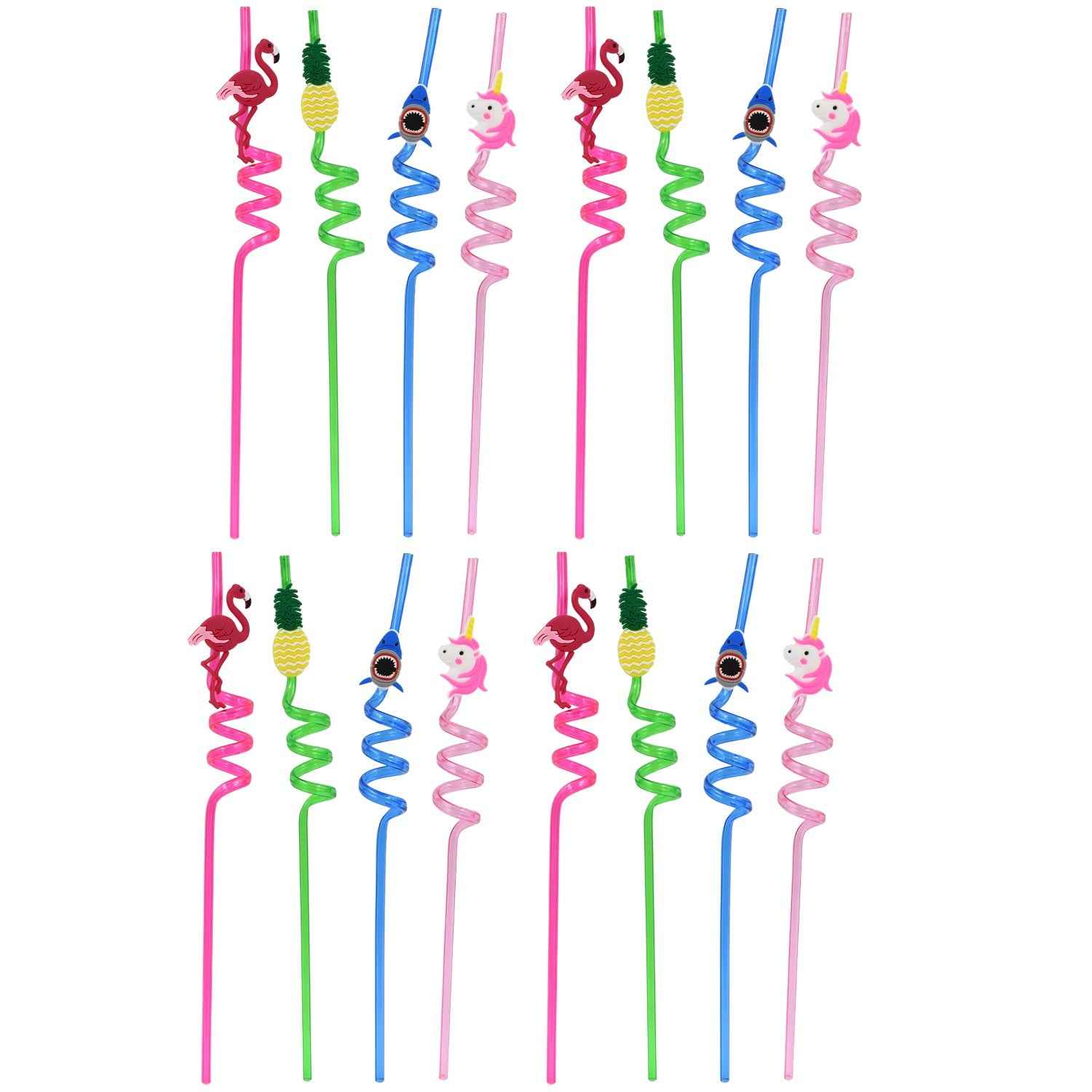 Childrens Plastic Straws Reusable Plastic Straws (12 Pcs Set  Mix Design)