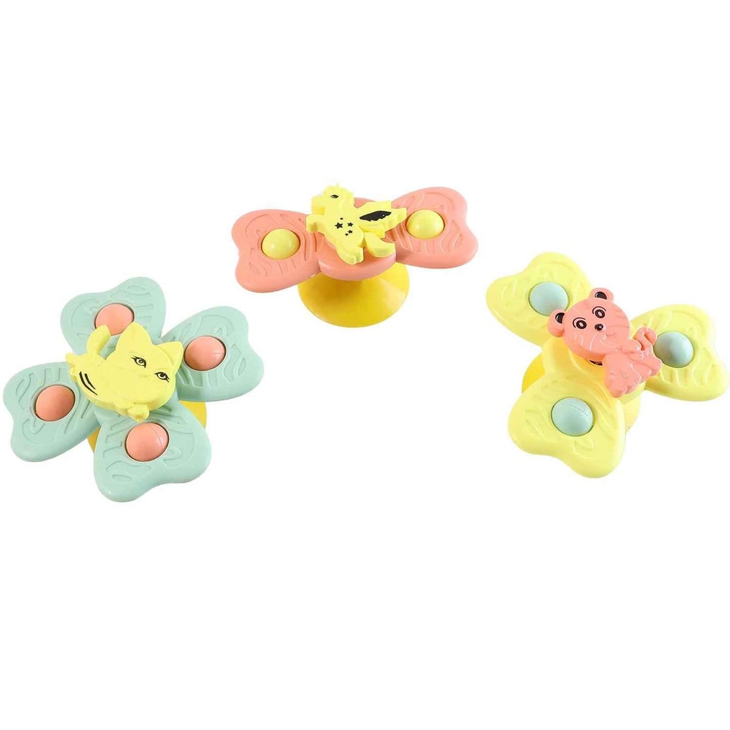Buzzy Baby Spinner Toy Set  Suction Cup Spinning Toys (3 Pc Set)