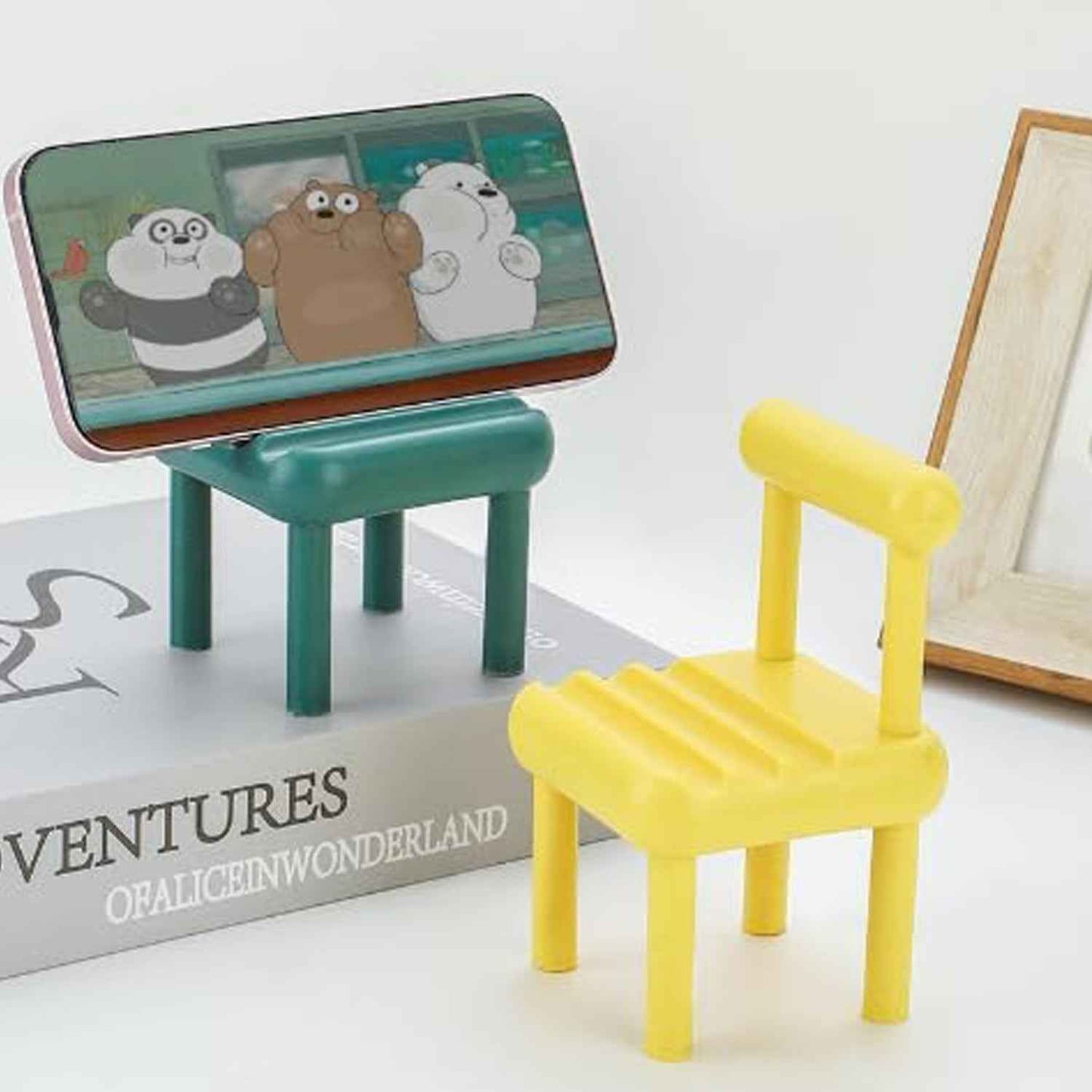 Mobile Phone Holder Mini Chair Cell Phone Stand Portable Smartphone Dock Cellphone Holder For Desktop Design Compatible With All Mobile Phones (1 Pc)