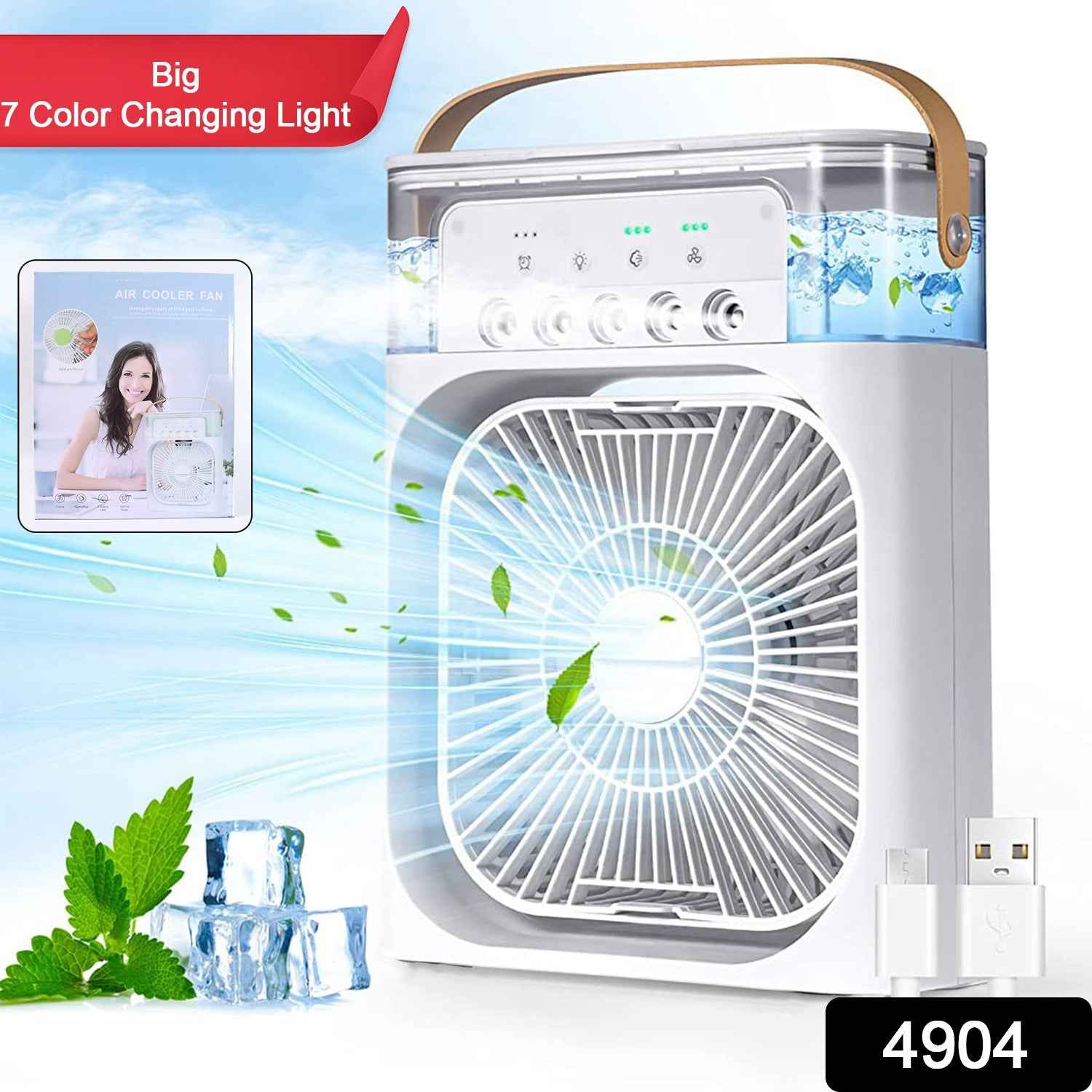 Portable Air Conditioner Fan 7 Color Changing Light (Big  1 Pc) - Best Deals at BeSh Deals®